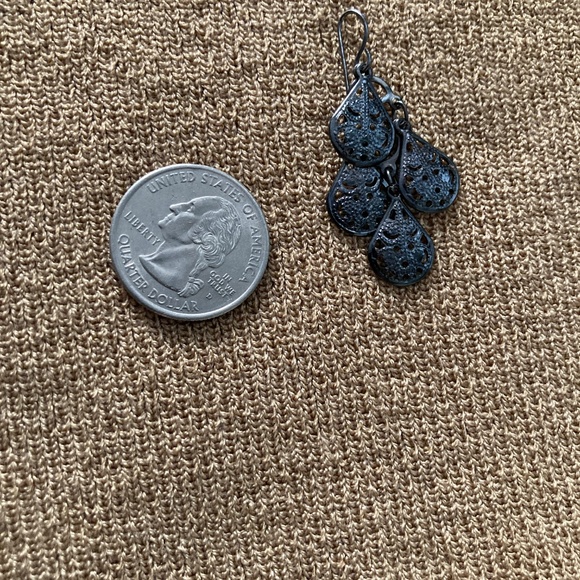 Unique Black Metallic Earrings - Picture 5 of 5